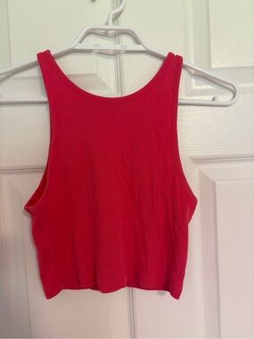 Zara Bright Red Ribbed Tank Crop Top